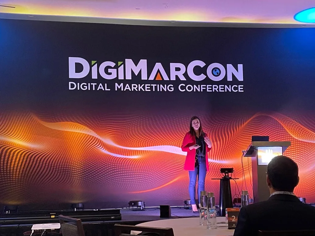 Bianca Lincks on stage at DigiMarCon Canada East