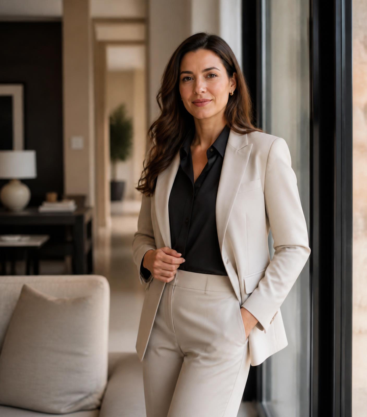 Independent real estate professional working inside an elegant contemporary property