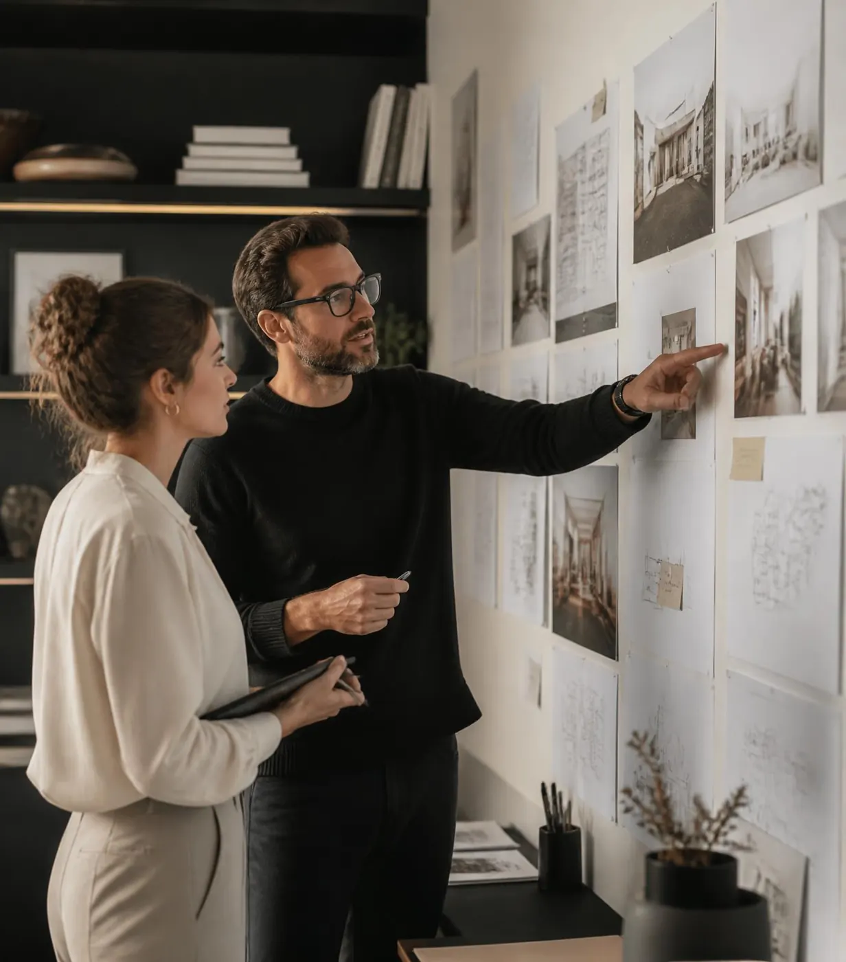 Real estate marketing team reviewing a campaign and customer journey in a creative workspace